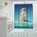 پرده حمام دلفین مدل Ship سایز 180×200 سانتی متر